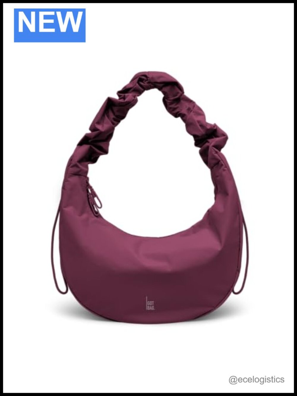 Women's Crescent Shoulder Bag Adjustable Ruffle Strap Recycled Vegan